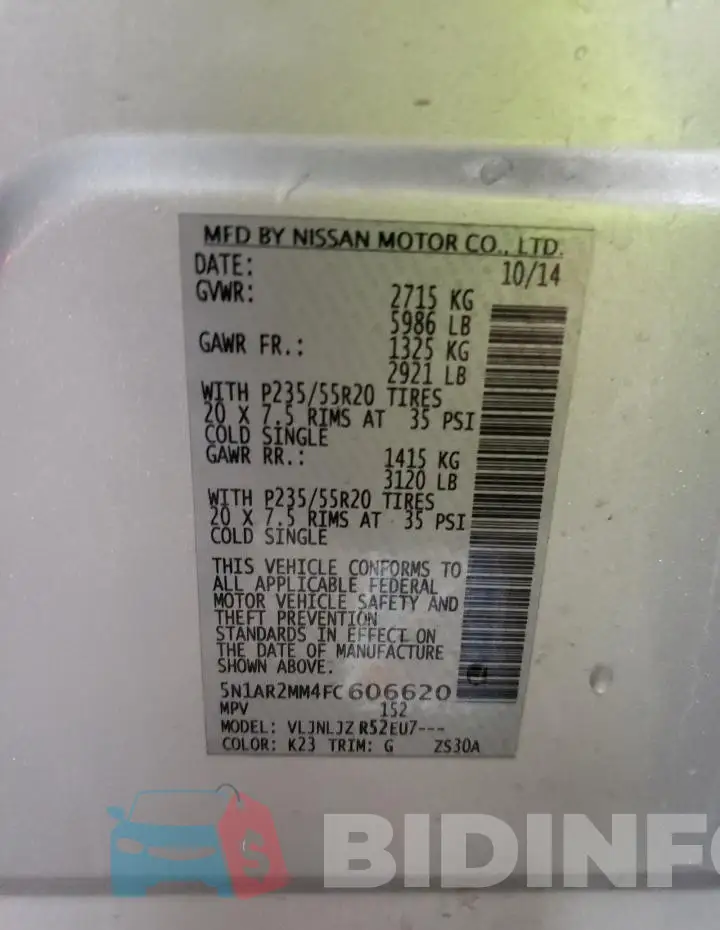 5N1AR2MM4FC606620 Photo# 12