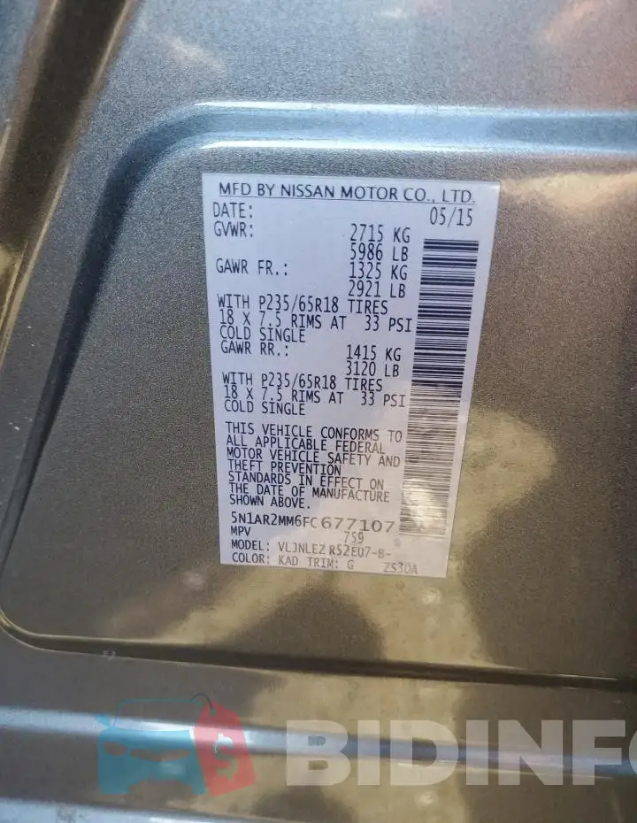 5N1AR2MM6FC677107 Photo# 12
