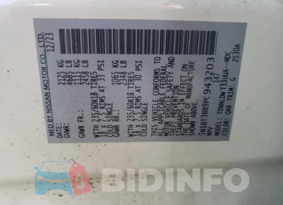 5N1BT3BB9PC943203 Photo# 14