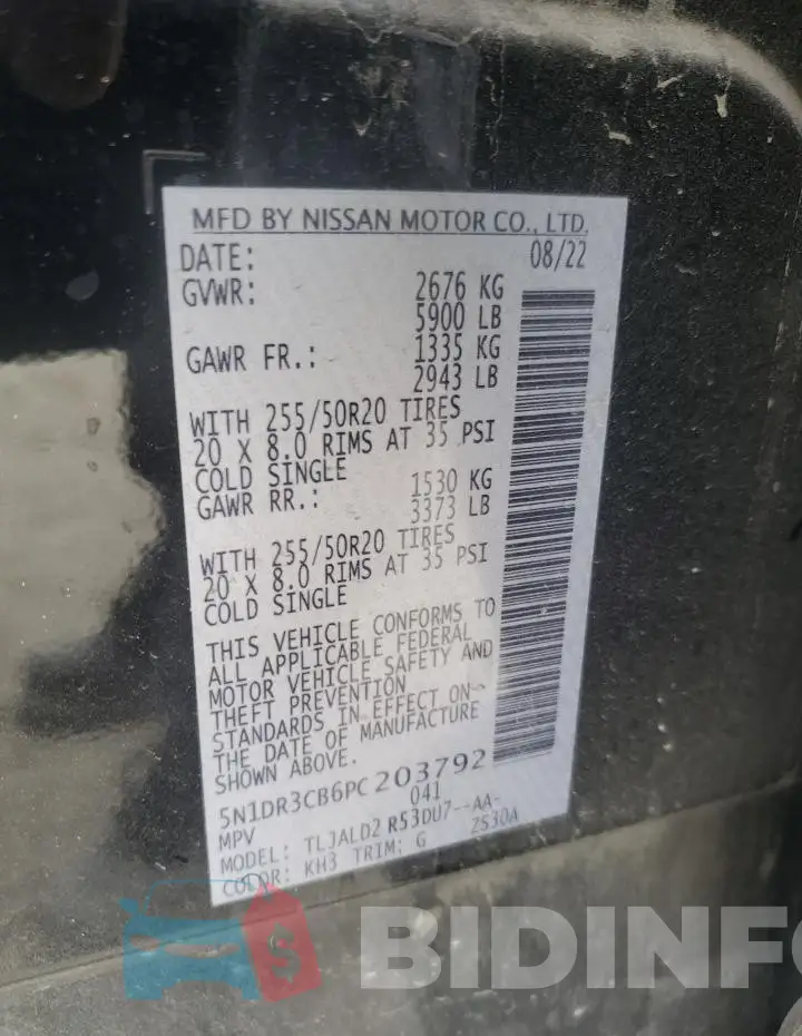 5N1DR3CB6PC203792 Photo# 12