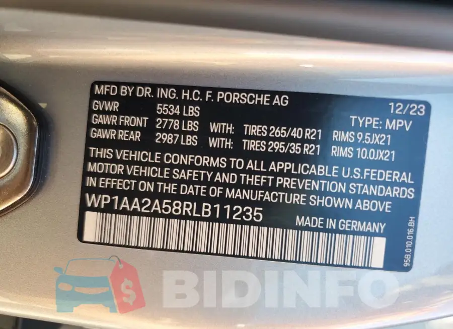 WP1AA2A58RLB11235 Photo# 12