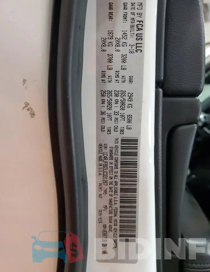 1C4RJFBG3JC331267 Photo# 14
