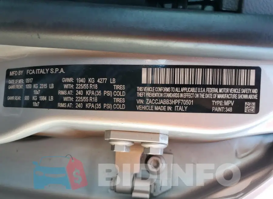 ZACCJABB3HPF70501 Photo# 13