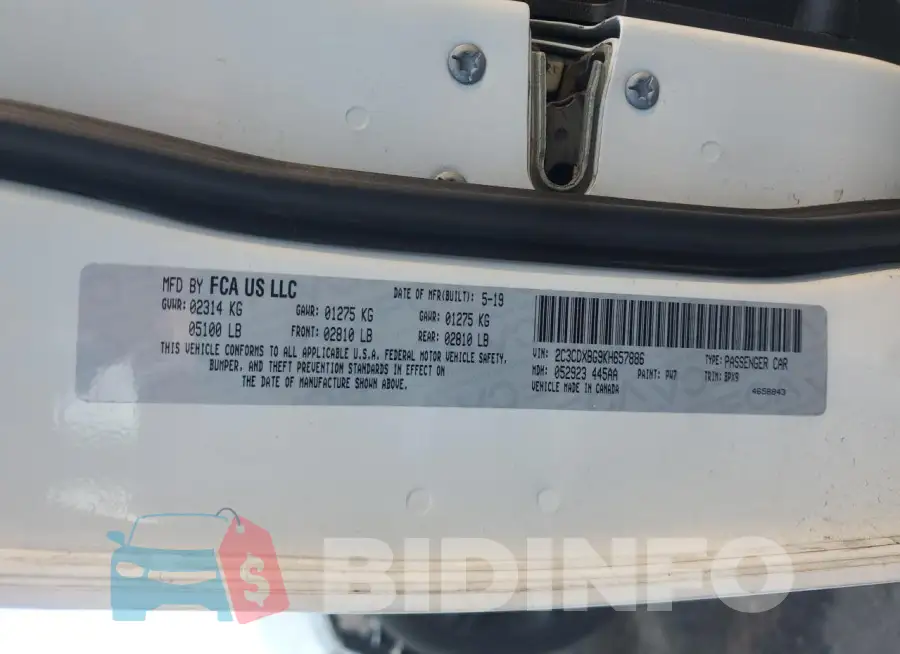 2C3CDXBG9KH657886 Photo# 13