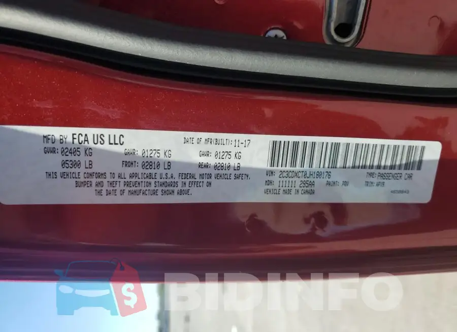 2C3CDXCT0JH180176 Photo# 12