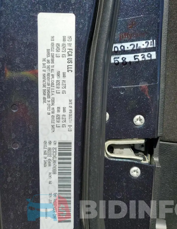 2C3CDXGJ0KH703688 Photo# 12
