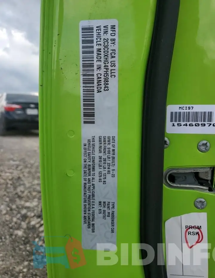 2C3CDXHG4PH598843 Photo# 12