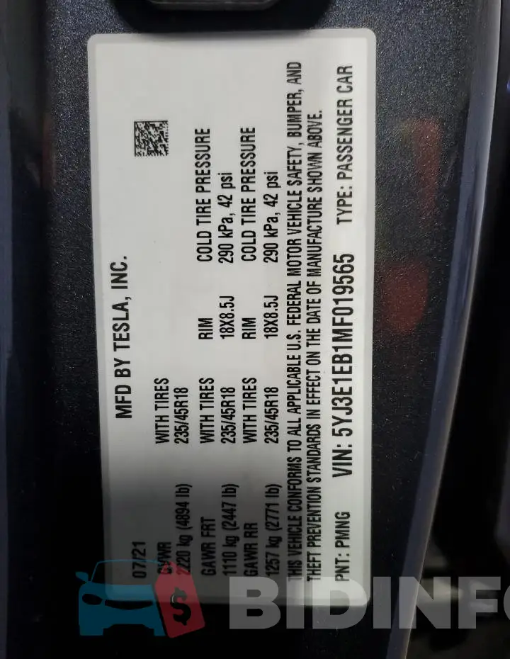 5YJ3E1EB1MF019565 Photo# 12