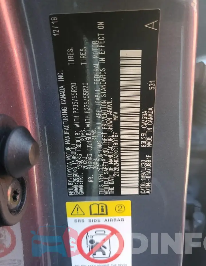 2T2BZMCA3KC180167 Photo# 14