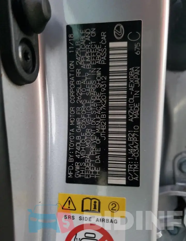 JTHB21B17K2019312 Photo# 12