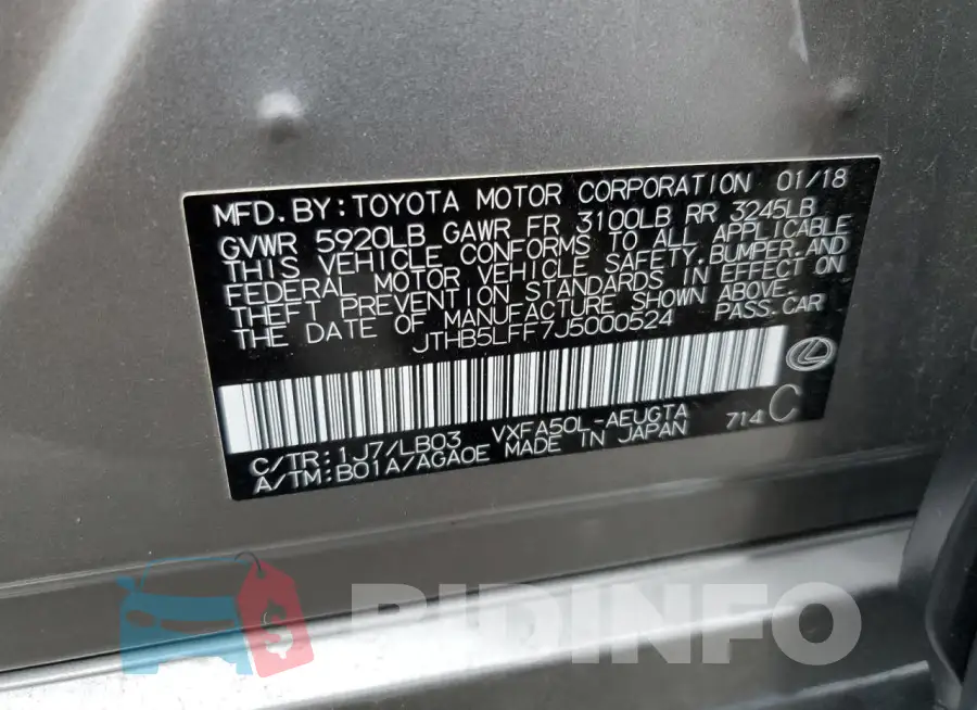 JTHB5LFF7J5000524 Photo# 13