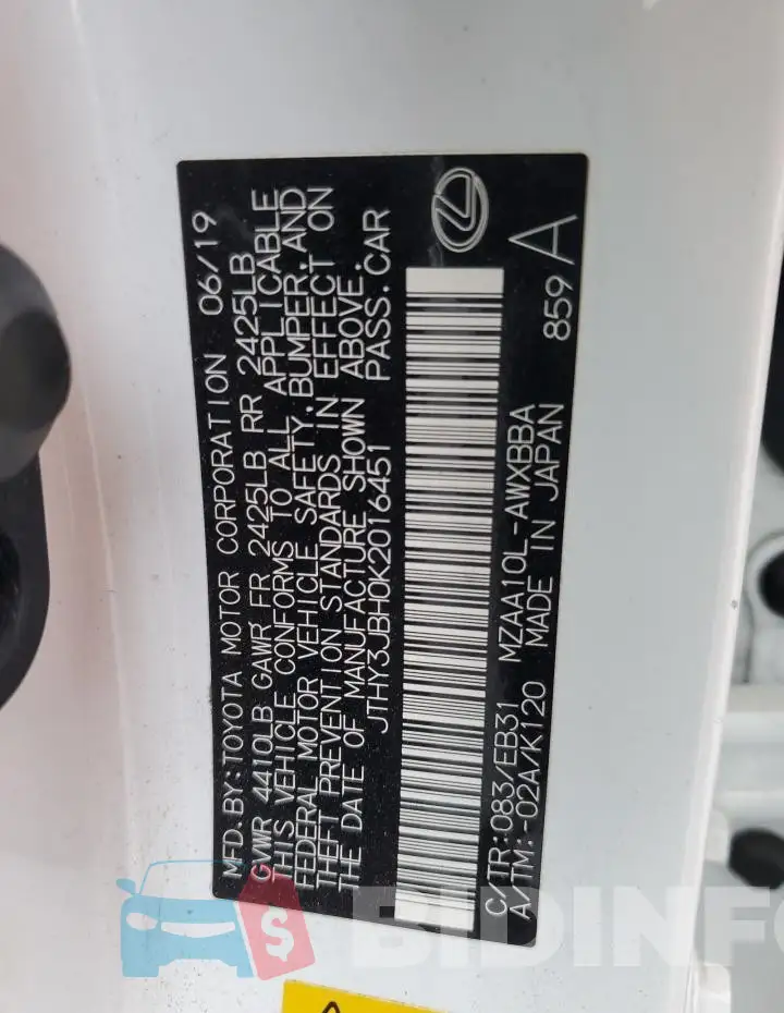 JTHY3JBH0K2016451 Photo# 12