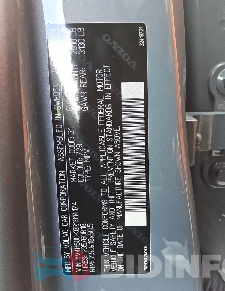 YV4H60DK8R1914174 Photo# 13