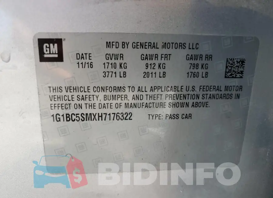 1G1BC5SMXH7176322 Photo# 13