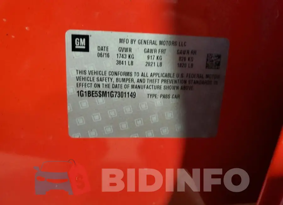 1G1BE5SM1G7301149 Photo# 12