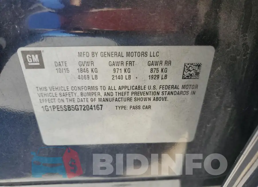 1G1PE5SB5G7204167 Photo# 12