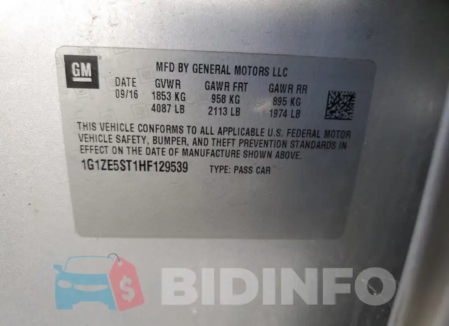 1G1ZE5ST1HF129539 Photo# 12