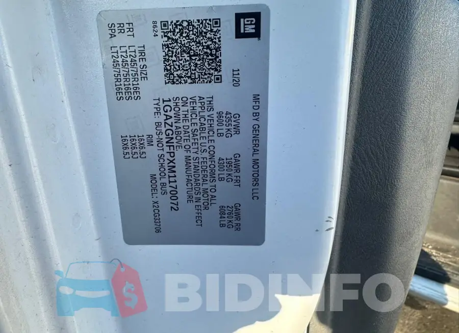 1GAZGNFPXM1170072 Photo# 10