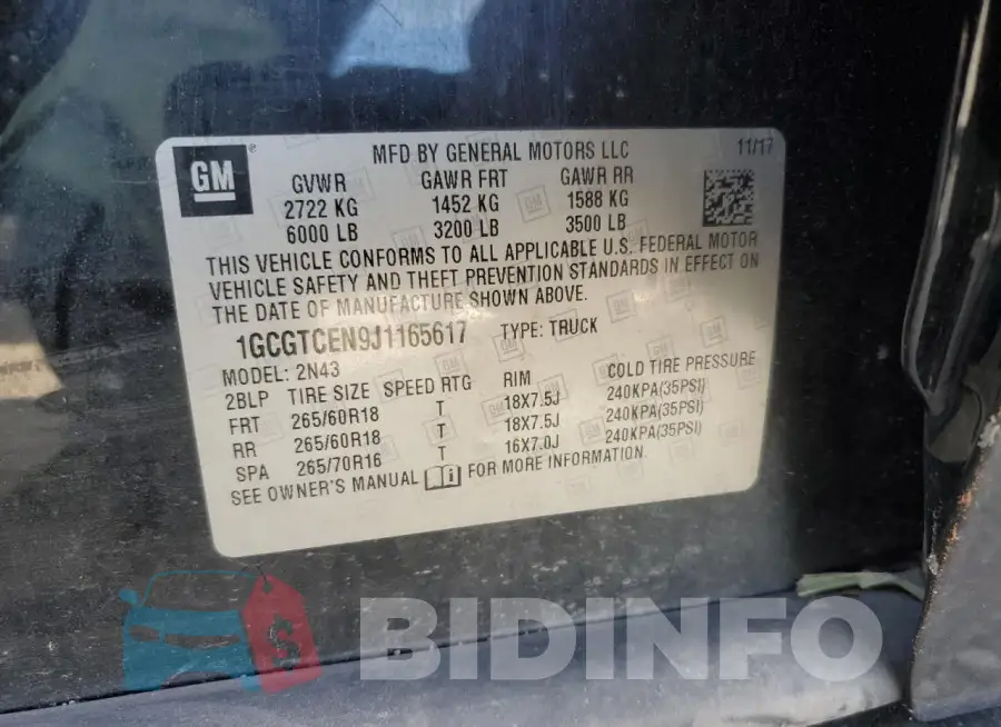 1GCGTCEN9J1165617 Photo# 12