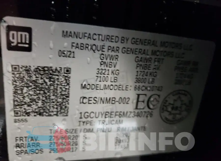 1GCUYBEF6MZ340726 Photo# 13