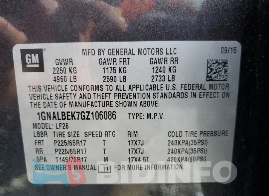 1GNALBEK7GZ106086 Photo# 13