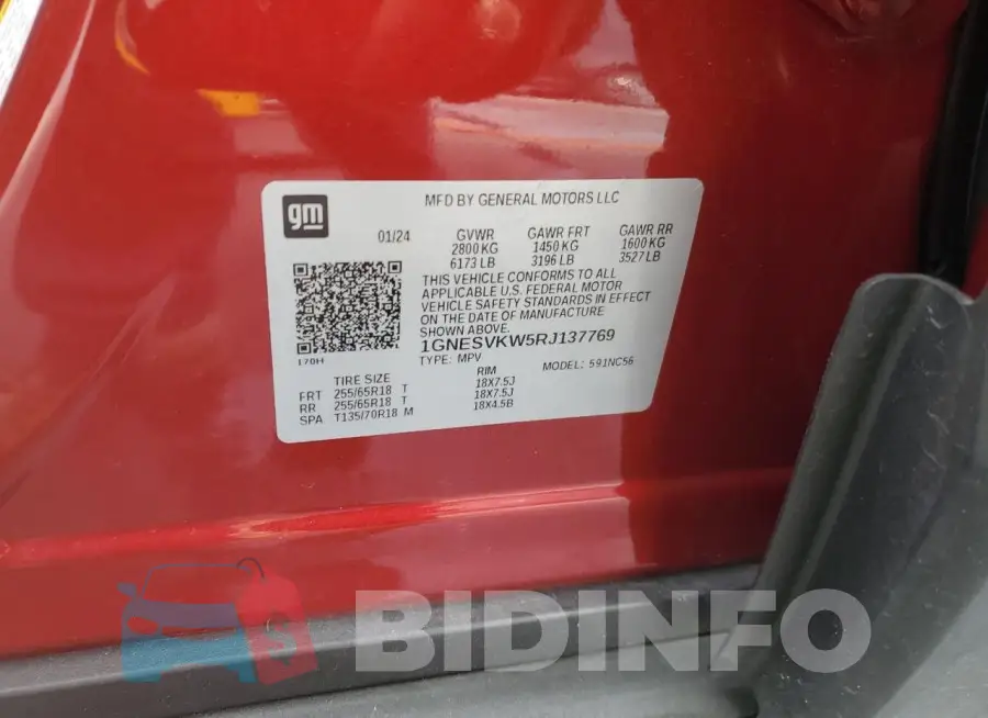 1GNESVKW5RJ137769 Photo# 12