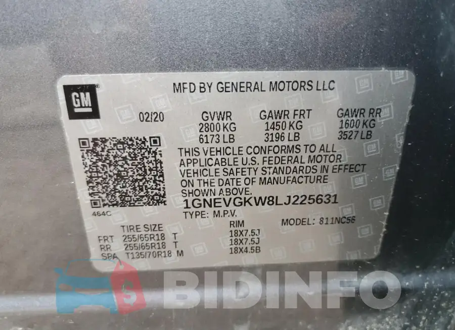 1GNEVGKW8LJ225631 Photo# 14