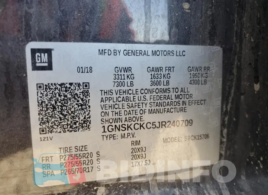 1GNSKCKC5JR240709 Photo# 14