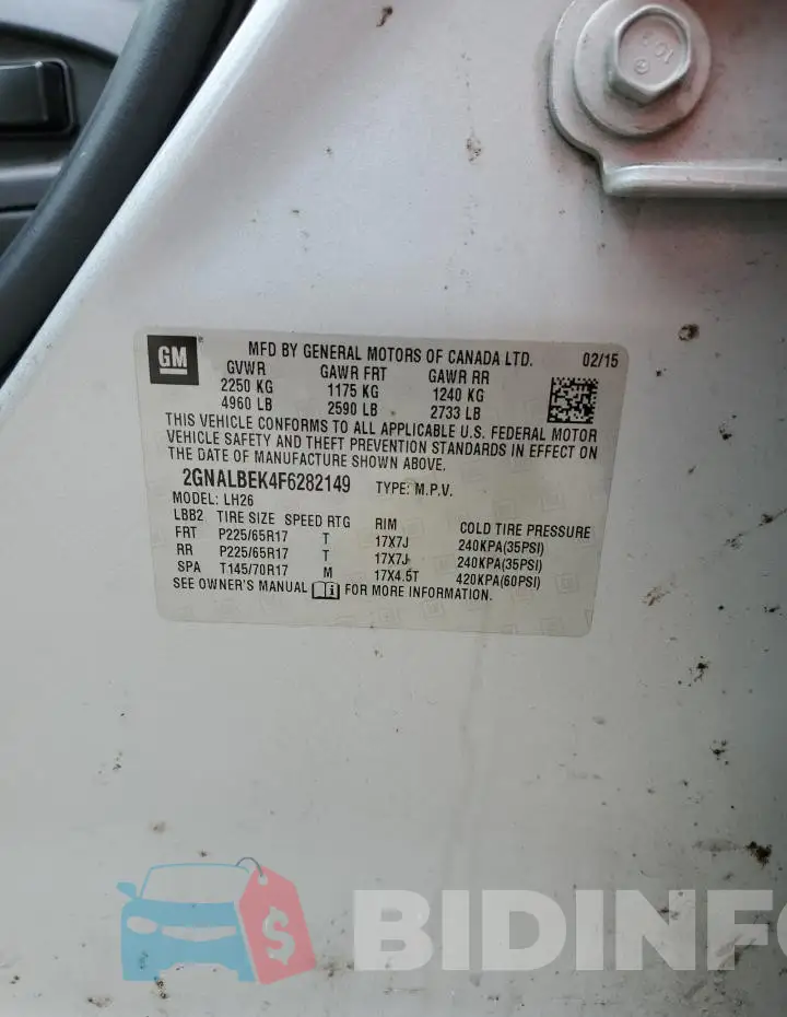 2GNALBEK4F6282149 Photo# 13