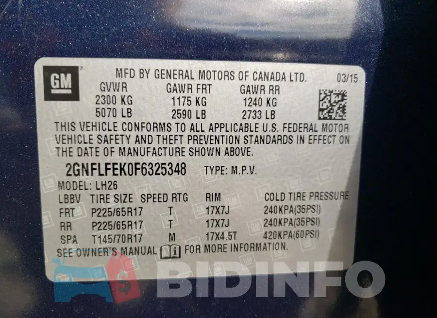 2GNFLFEK0F6325348 Photo# 13