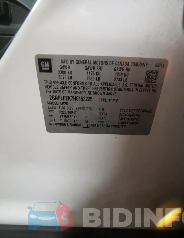 2GNFLFEK7H6153225 Photo# 13