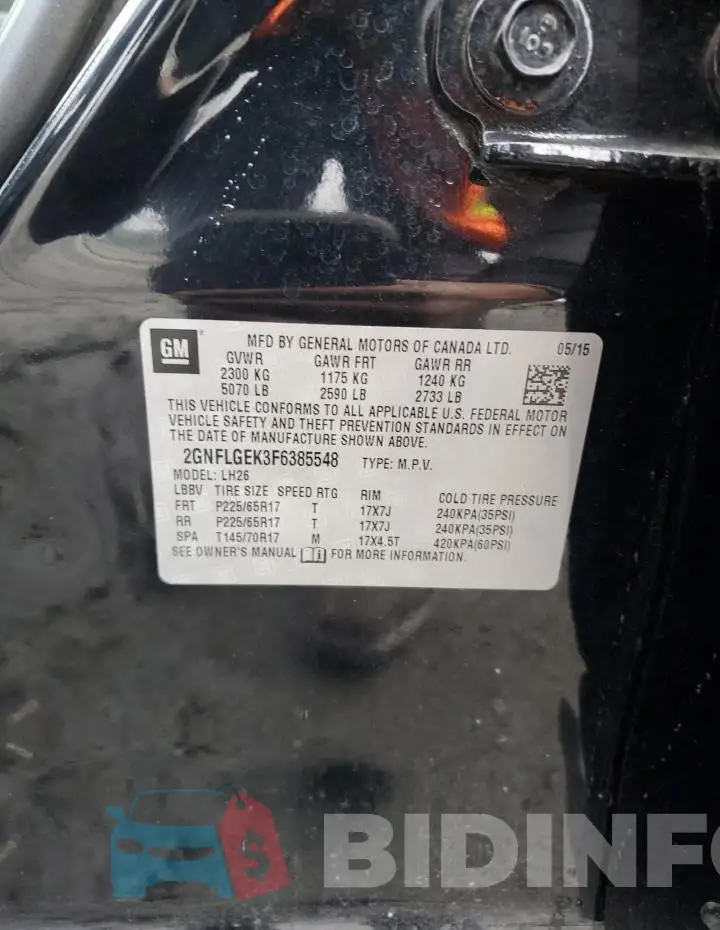 2GNFLGEK3F6385548 Photo# 13
