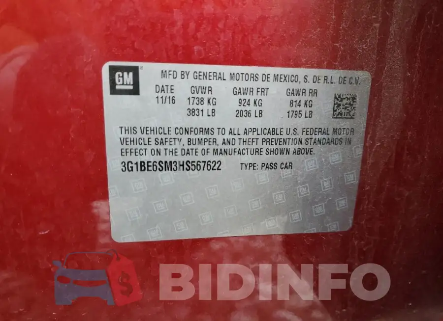 3G1BE6SM3HS567622 Photo# 12
