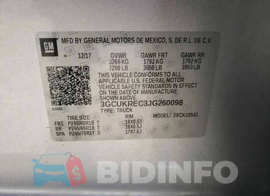 3GCUKREC3JG260098 Photo# 12