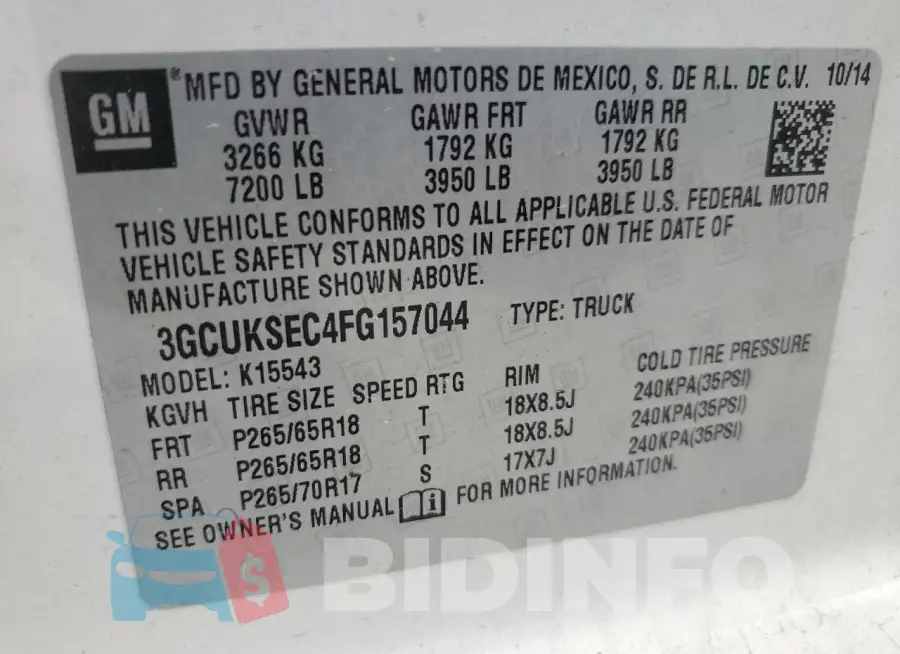 3GCUKSEC4FG157044 Photo# 13