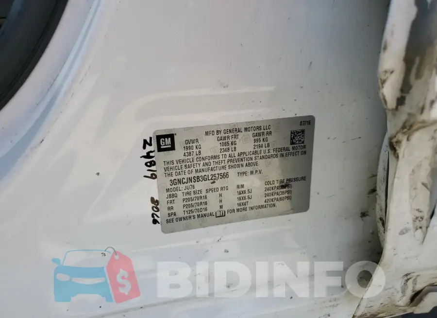 3GNCJNSB3GL257566 Photo# 13