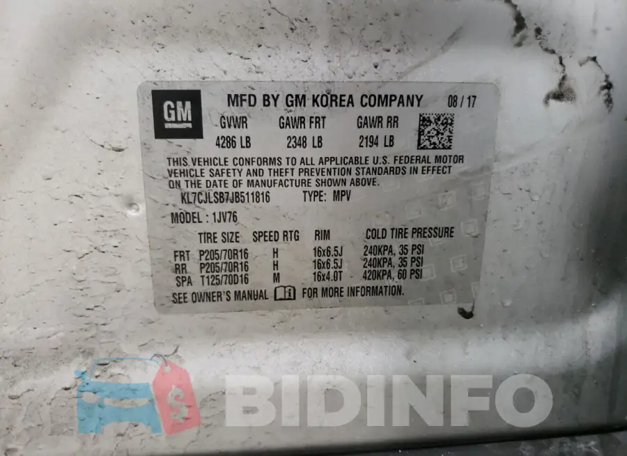 KL7CJLSB7JB511816 Photo# 12
