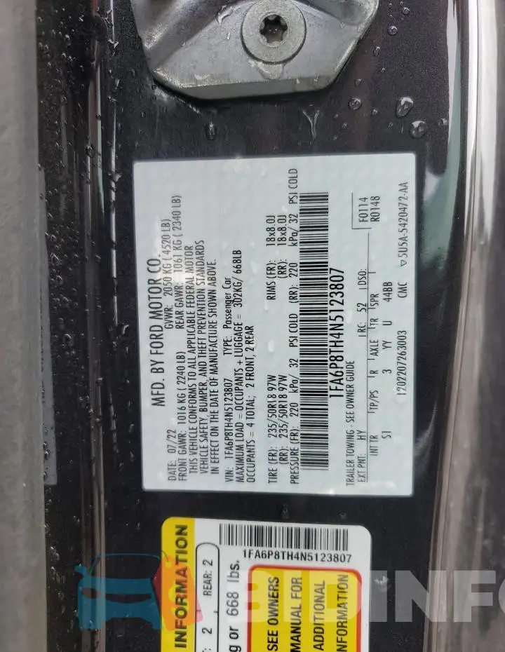1FA6P8TH4N5123807 Photo# 12