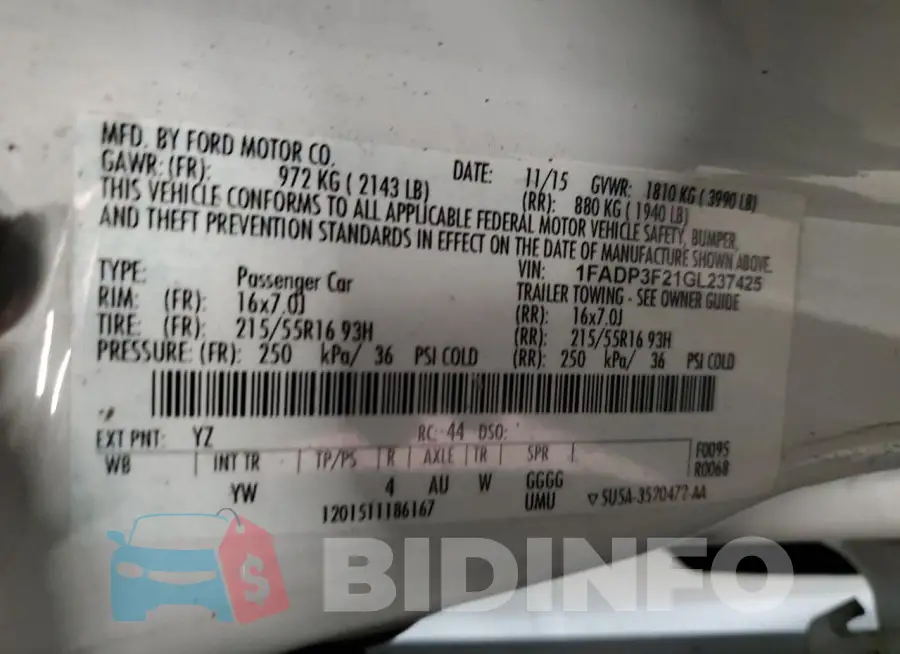 1FADP3F21GL237425 Photo# 12