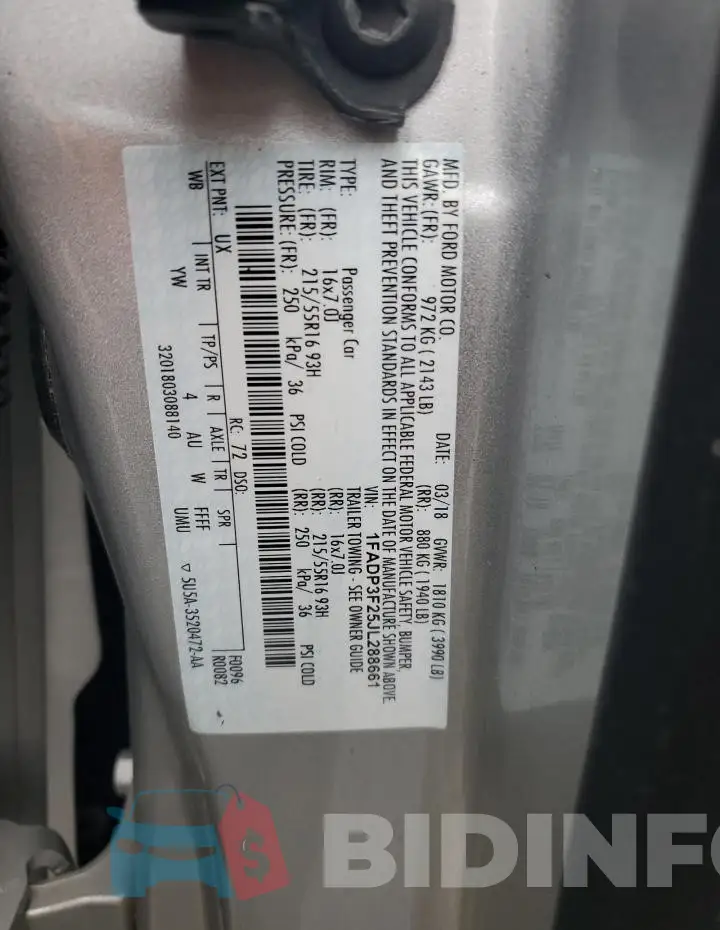 1FADP3F25JL288661 Photo# 12