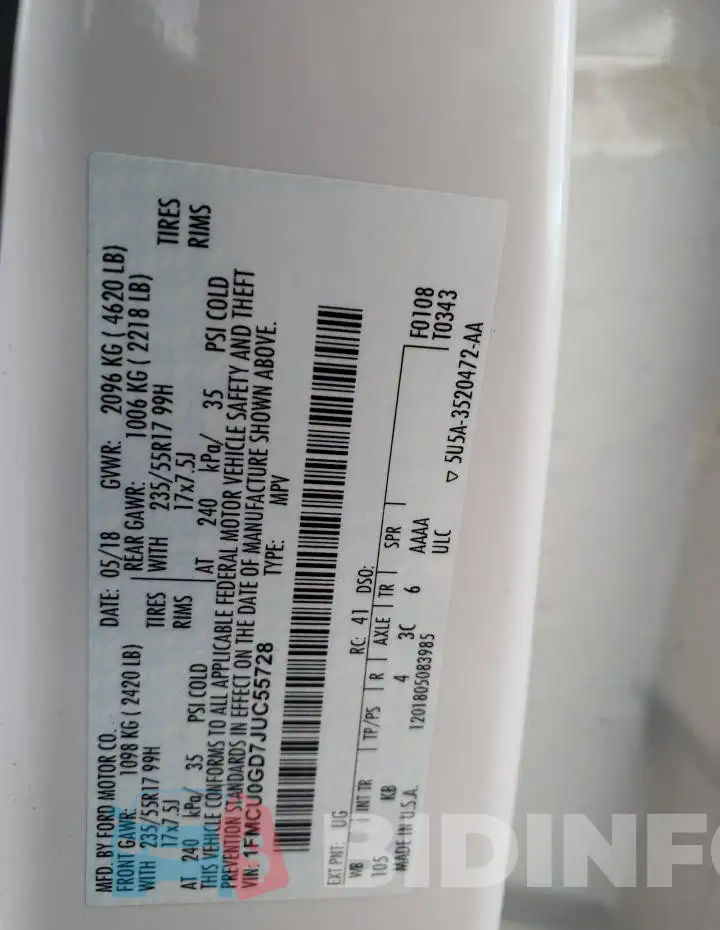 1FMCU0GD7JUC55728 Photo# 12