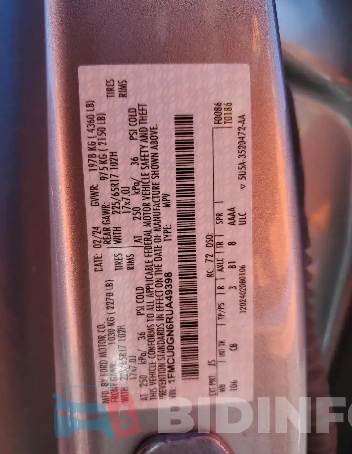 1FMCU0GN6RUA49398 Photo# 14