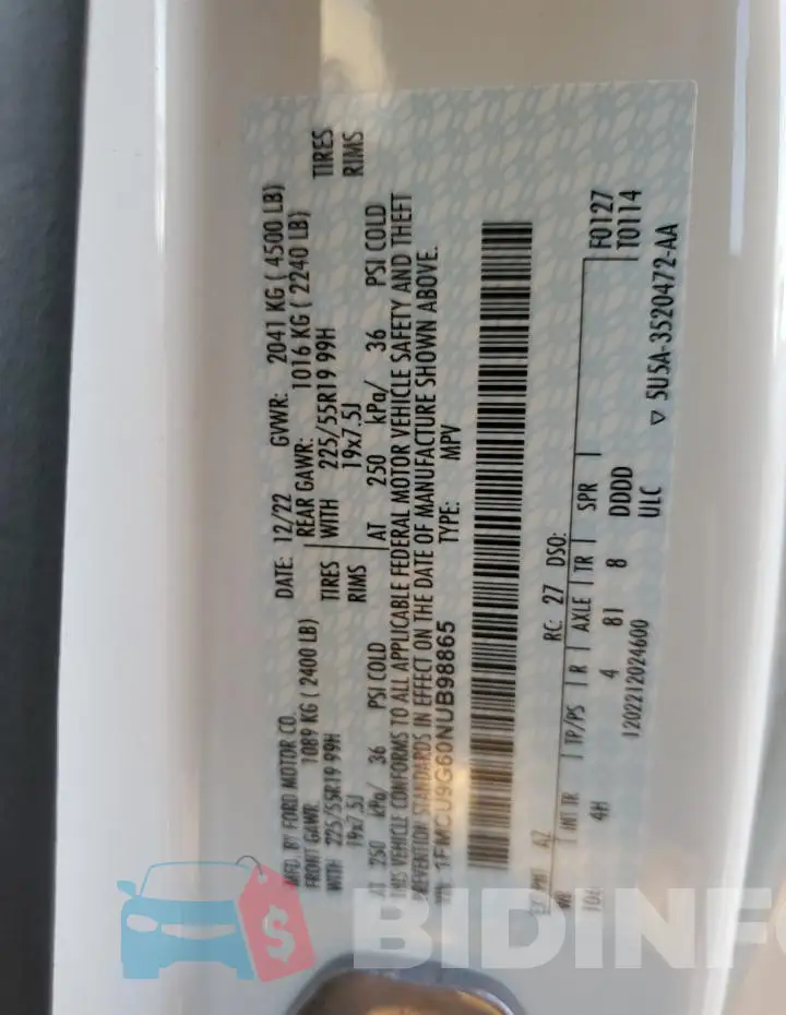 1FMCU9G60NUB98865 Photo# 13