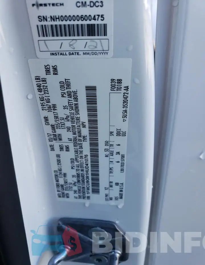 1FMCU9G91HUD41076 Photo# 14