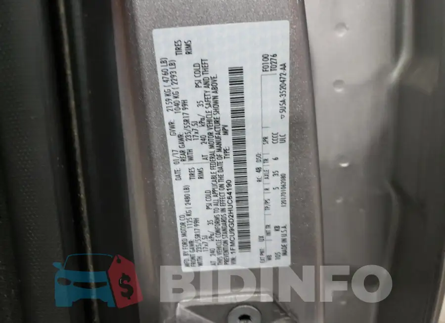 1FMCU9GD2HUC64190 Photo# 13