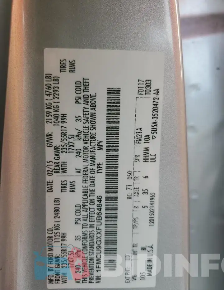 1FMCU9GXXFUB64846 Photo# 13