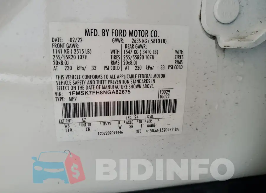 1FMSK7FH8NGA82675 Photo# 13