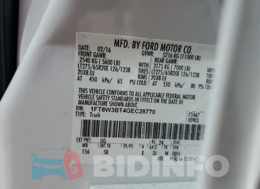 1FT8W3BT4GEC28770 Photo# 12