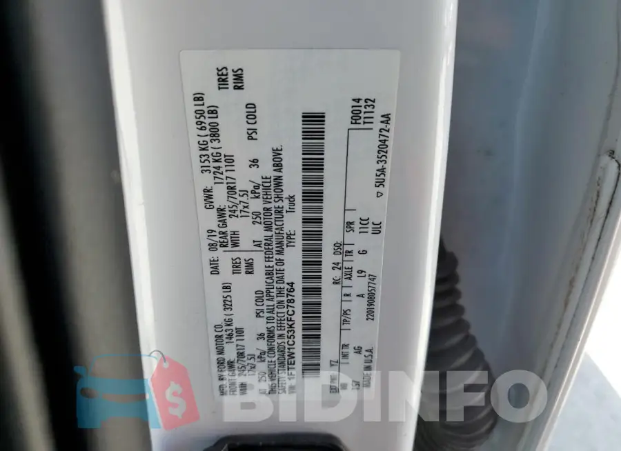 1FTEW1C53KFC78764 Photo# 14