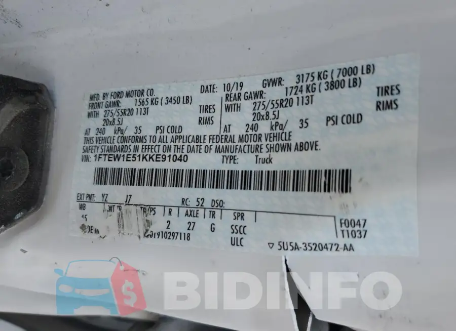 1FTEW1E51KKE91040 Photo# 12